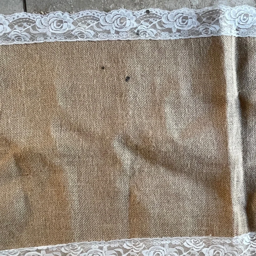 3 Hobby Lobby Jute Burlap Table Runner Lace Trim Wedding Rustic Farmhouse 19x88
